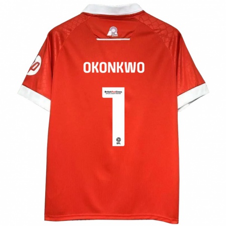 Kandiny Kinderen Arthur Okonkwo #1 Rood Wit Thuisshirt Thuistenue 2024/25 T-Shirt