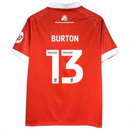 Kandiny Bambino Maglia Callum Burton #13 Rosso Bianco Kit Gara Home 2024/25 Maglietta