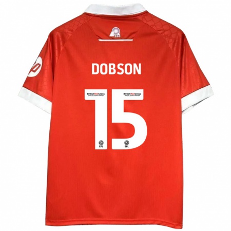 Kandiny Kinderen George Dobson #15 Rood Wit Thuisshirt Thuistenue 2024/25 T-Shirt