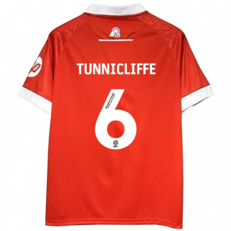 Kandiny Bambino Maglia Jordan Tunnicliffe #6 Rosso Bianco Kit Gara Home 2024/25 Maglietta