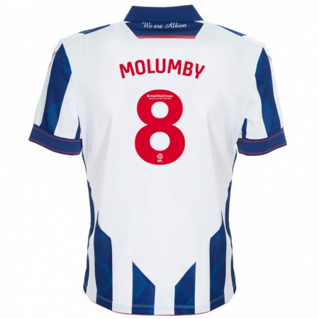 Kandiny Kinderen Jayson Molumby #8 Wit Donkerblauw Thuisshirt Thuistenue 2024/25 T-Shirt