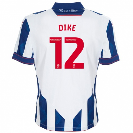 Kandiny Kinderen Daryl Dike #12 Wit Donkerblauw Thuisshirt Thuistenue 2024/25 T-Shirt