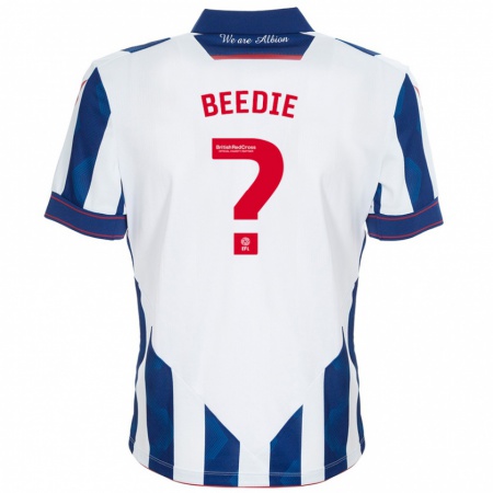 Kandiny Bambino Maglia Sam Beedie #0 Bianco Blu Scuro Kit Gara Home 2024/25 Maglietta