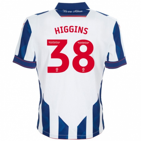 Kandiny Bambino Maglia Akeel Higgins #38 Bianco Blu Scuro Kit Gara Home 2024/25 Maglietta