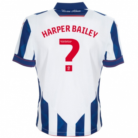 Kandiny Kinderen Aaron Harper-Bailey #0 Wit Donkerblauw Thuisshirt Thuistenue 2024/25 T-Shirt