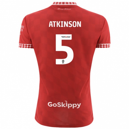 Kandiny Kinderen Rob Atkinson #5 Rood Thuisshirt Thuistenue 2024/25 T-Shirt