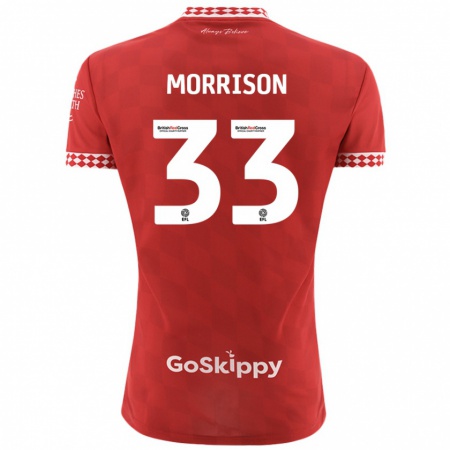 Kandiny Bambino Maglia Elijah Morrison #33 Rosso Kit Gara Home 2024/25 Maglietta