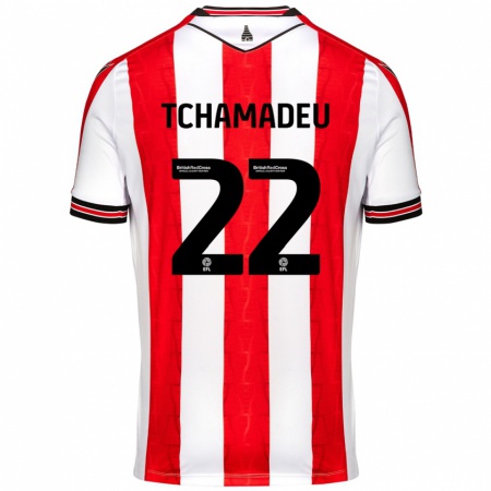 Kandiny Kinderen Junior Tchamadeu #22 Rood Wit Thuisshirt Thuistenue 2024/25 T-Shirt