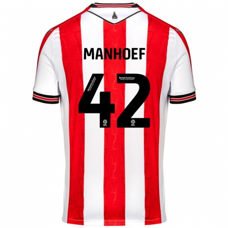 Kandiny Kinderen Million Manhoef #42 Rood Wit Thuisshirt Thuistenue 2024/25 T-Shirt