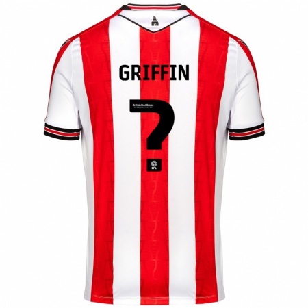 Kandiny Kinderen Jake Griffin #0 Rood Wit Thuisshirt Thuistenue 2024/25 T-Shirt