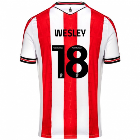 Kandiny Kinderen Wesley Moraes #18 Rood Wit Thuisshirt Thuistenue 2024/25 T-Shirt