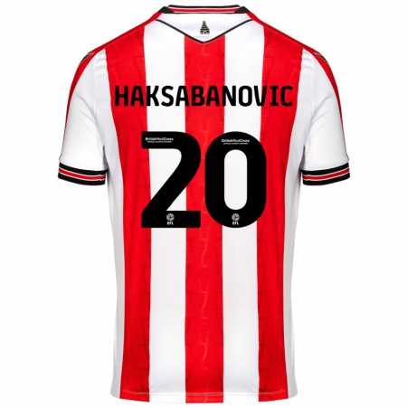 Kandiny Kinderen Sead Hakšabanović #20 Rood Wit Thuisshirt Thuistenue 2024/25 T-Shirt