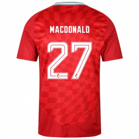 Kandiny Kinderen Angus Macdonald #27 Rood Thuisshirt Thuistenue 2024/25 T-Shirt