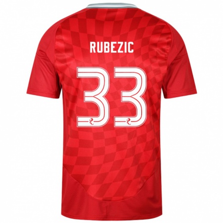 Kandiny Bambino Maglia Slobodan Rubezic #33 Rosso Kit Gara Home 2024/25 Maglietta