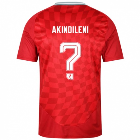 Kandiny Kinderen Timothy Akindileni #0 Rood Thuisshirt Thuistenue 2024/25 T-Shirt