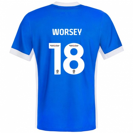 Kandiny Kinderen Louanne Worsey #18 Blauw Wit Thuisshirt Thuistenue 2024/25 T-Shirt