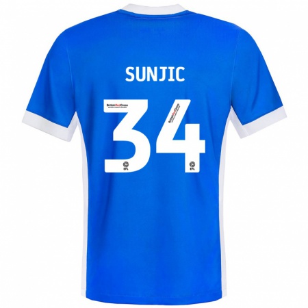 Kandiny Kinderen Ivan Sunjic #34 Blauw Wit Thuisshirt Thuistenue 2024/25 T-Shirt