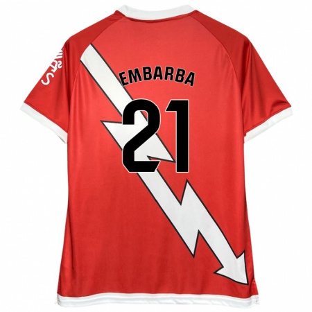 Kandiny Kinderen Adrián Embarba #21 Wit Rood Thuisshirt Thuistenue 2024/25 T-Shirt