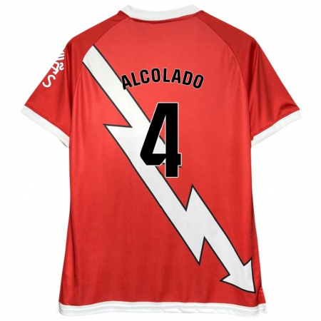 Kandiny Kinderen Jaime Alcolado #4 Wit Rood Thuisshirt Thuistenue 2024/25 T-Shirt