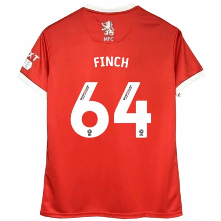 Kandiny Kinderen Sonny Finch #64 Rood Wit Thuisshirt Thuistenue 2024/25 T-Shirt