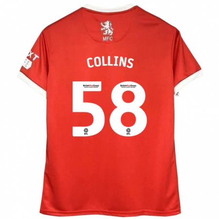 Kandiny Kinderen Sam Collins #58 Rood Wit Thuisshirt Thuistenue 2024/25 T-Shirt