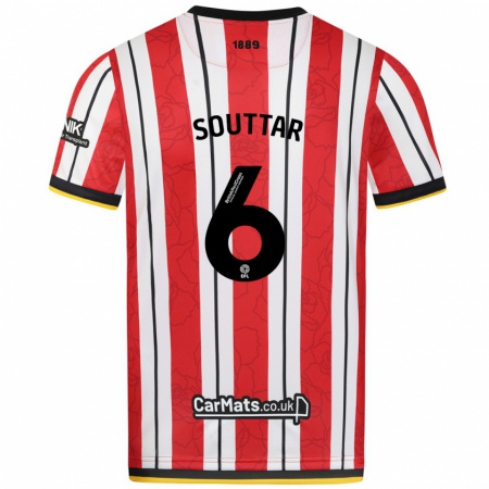 Kandiny Bambino Maglia Harry Souttar #6 Rosso Strisce Bianche Kit Gara Home 2024/25 Maglietta