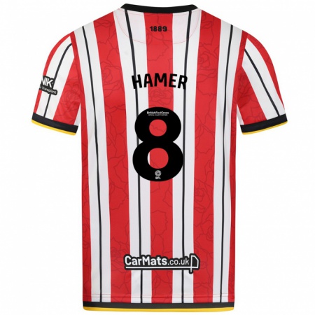 Kandiny Kinderen Gustavo Hamer #8 Rood Witte Strepen Thuisshirt Thuistenue 2024/25 T-Shirt