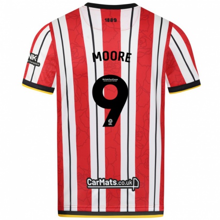 Kandiny Kinderen Kieffer Moore #9 Rood Witte Strepen Thuisshirt Thuistenue 2024/25 T-Shirt