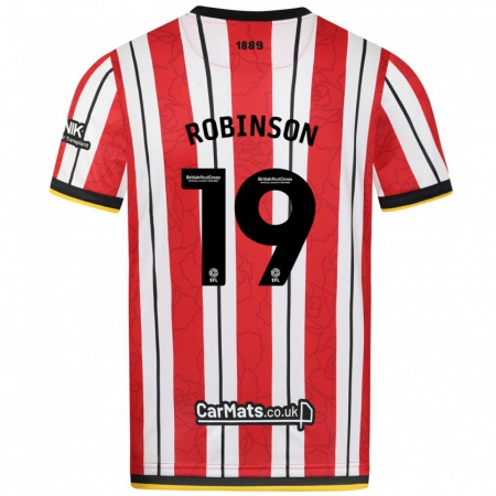 Kandiny Kinderen Jack Robinson #19 Rood Witte Strepen Thuisshirt Thuistenue 2024/25 T-Shirt