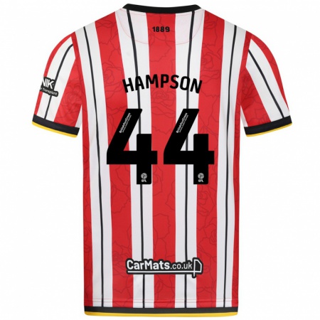 Kandiny Bambino Maglia Owen Hampson #44 Rosso Strisce Bianche Kit Gara Home 2024/25 Maglietta