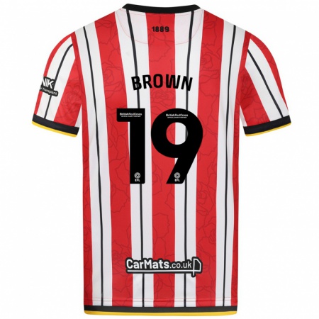 Kandiny Bambino Maglia Alanta Brown #19 Rosso Strisce Bianche Kit Gara Home 2024/25 Maglietta