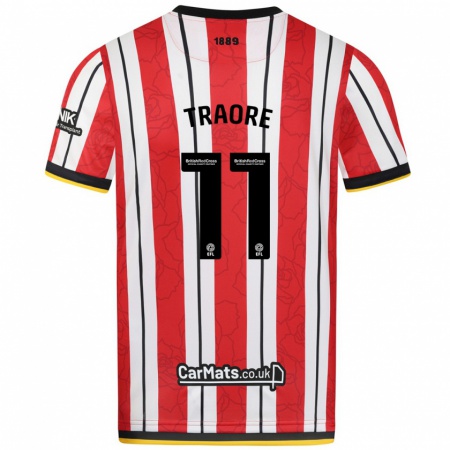 Kandiny Kinderen Bénie Traoré #11 Rood Witte Strepen Thuisshirt Thuistenue 2024/25 T-Shirt