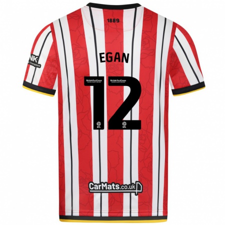 Kandiny Kinderen John Egan #12 Rood Witte Strepen Thuisshirt Thuistenue 2024/25 T-Shirt