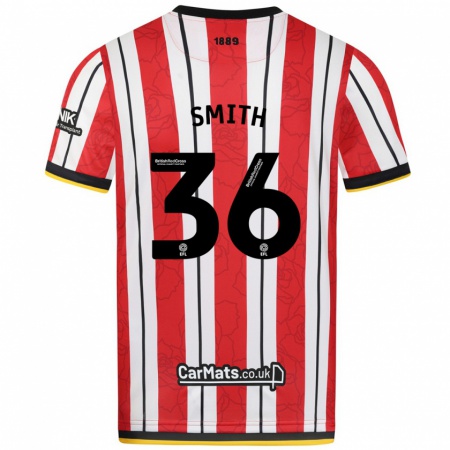 Kandiny Kinderen Joshua Smith #36 Rood Witte Strepen Thuisshirt Thuistenue 2024/25 T-Shirt