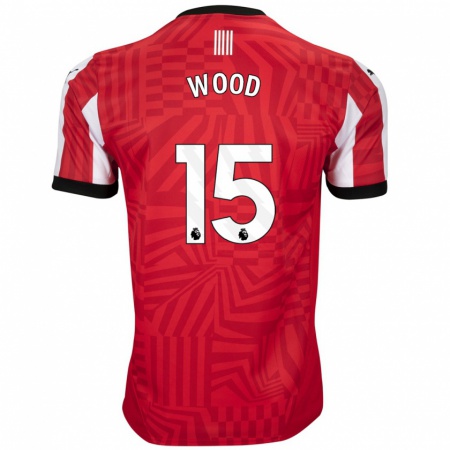 Kandiny Kinderen Nathan Wood #15 Rood Wit Thuisshirt Thuistenue 2024/25 T-Shirt