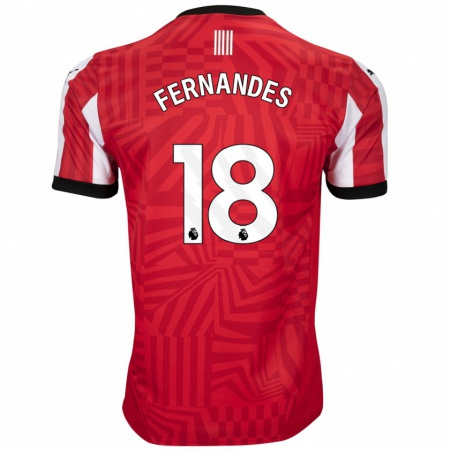 Kandiny Kinderen Mateus Fernandes #18 Rood Wit Thuisshirt Thuistenue 2024/25 T-Shirt