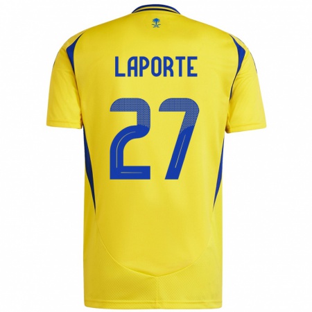 Kandiny Kinderen Aymeric Laporte #27 Geel Blauw Thuisshirt Thuistenue 2024/25 T-Shirt