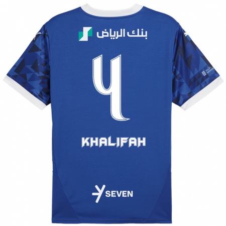 Kandiny Kinderen Khalifah Al-Dawsari #4 Donkerblauw Wit Thuisshirt Thuistenue 2024/25 T-Shirt