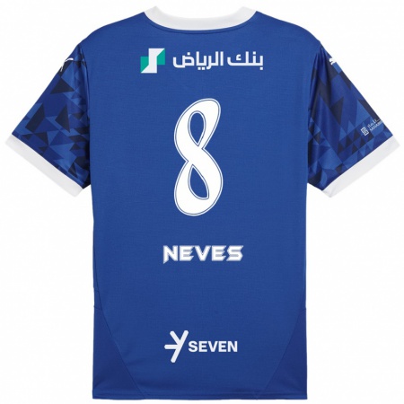 Kandiny Bambino Maglia Rúben Neves #8 Blu Scuro Bianco Kit Gara Home 2024/25 Maglietta