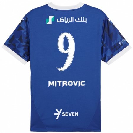 Kandiny Kinderen Aleksandar Mitrović #9 Donkerblauw Wit Thuisshirt Thuistenue 2024/25 T-Shirt