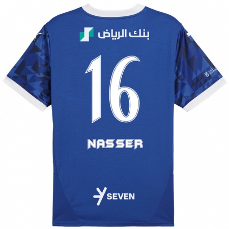 Kandiny Kinderen Nasser Al-Dawsari #16 Donkerblauw Wit Thuisshirt Thuistenue 2024/25 T-Shirt