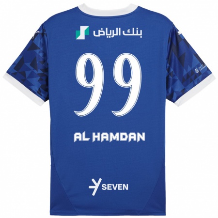 Kandiny Bambino Maglia Abdullah Al-Hamdan #99 Blu Scuro Bianco Kit Gara Home 2024/25 Maglietta