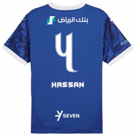 Kandiny Bambino Maglia Eman Hassan #4 Blu Scuro Bianco Kit Gara Home 2024/25 Maglietta