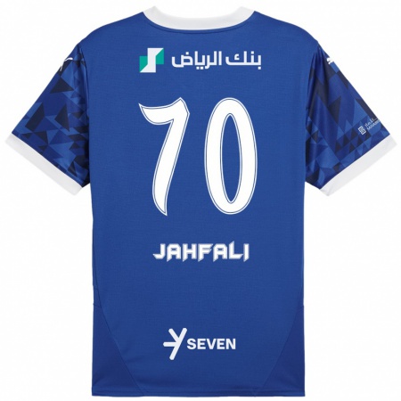 Kandiny Bambino Maglia Mohammed Jahfali #70 Blu Scuro Bianco Kit Gara Home 2024/25 Maglietta