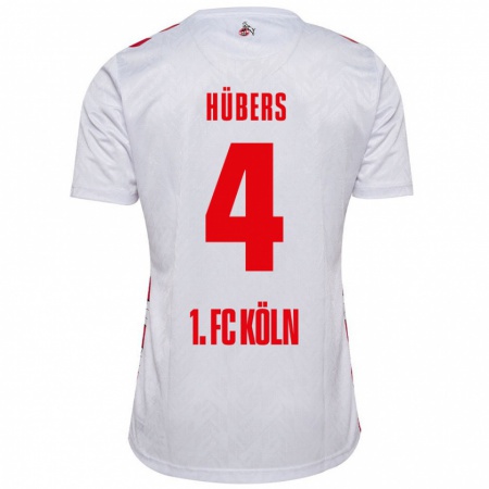 Kandiny Niño Camiseta Timo Hübers #4 Blanco Rojo 1ª Equipación 2024/25 La Camisa