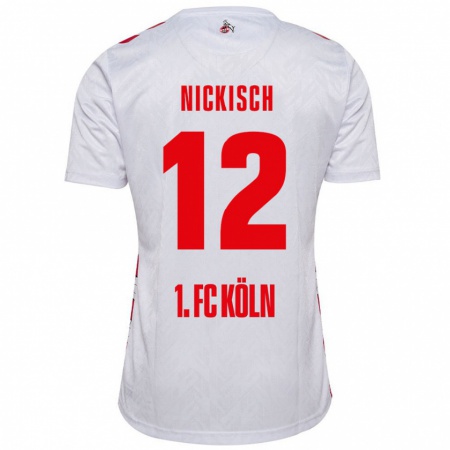 Kandiny Niño Camiseta Jonas Nickisch #12 Blanco Rojo 1ª Equipación 2024/25 La Camisa