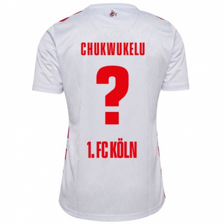 Kandiny Niño Camiseta Chinedu Chukwukelu #0 Blanco Rojo 1ª Equipación 2024/25 La Camisa