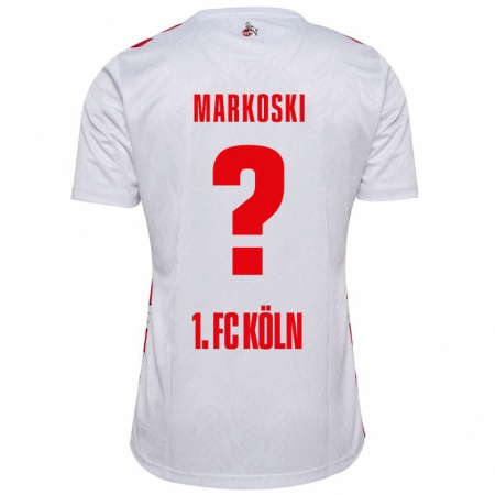 Kandiny Niño Camiseta Kristian Markoski #0 Blanco Rojo 1ª Equipación 2024/25 La Camisa