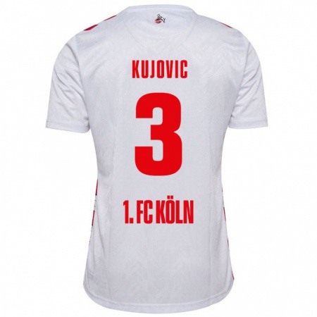 Kandiny Niño Camiseta Emin Kujovic #3 Blanco Rojo 1ª Equipación 2024/25 La Camisa