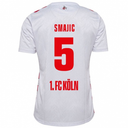 Kandiny Niño Camiseta Rijad Smajic #5 Blanco Rojo 1ª Equipación 2024/25 La Camisa